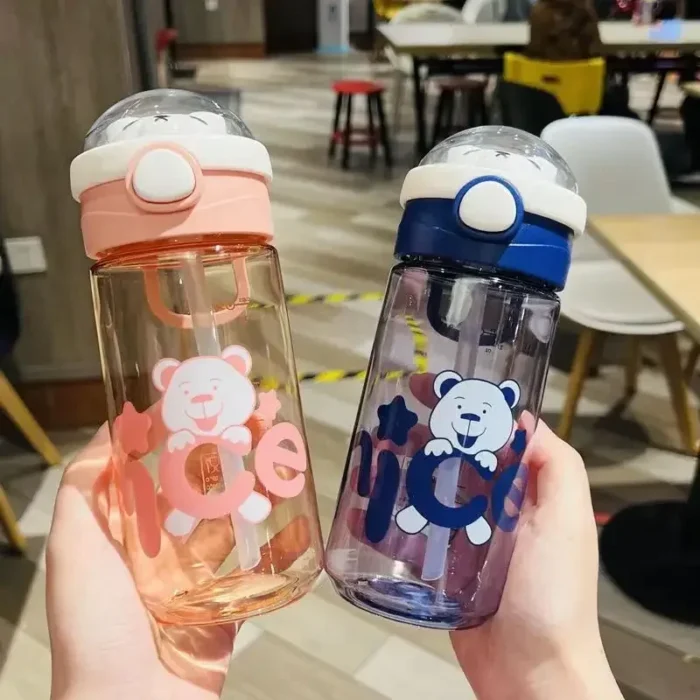 Cute 550/650ml Plastic Water Bottle - Portable Sport & Tea Cup for Kids