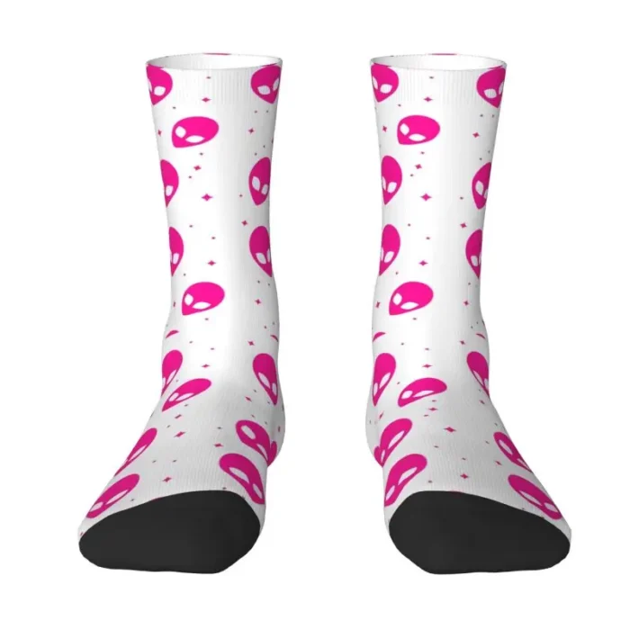 Cute Aliens UFO And Rocket Ships Socks Women Men Warm 3D Printed Basketball Sports Socks