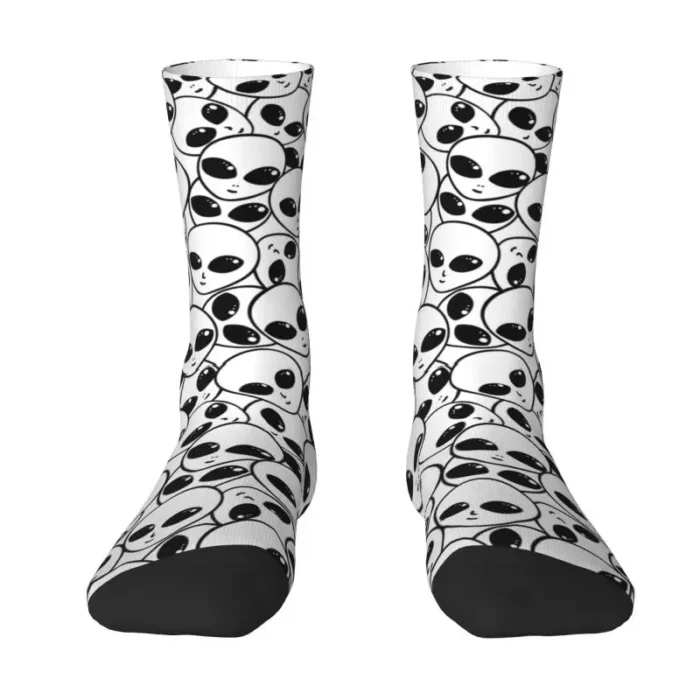 Cute Aliens UFO And Rocket Ships Socks Women Men Warm 3D Printed Basketball Sports Socks