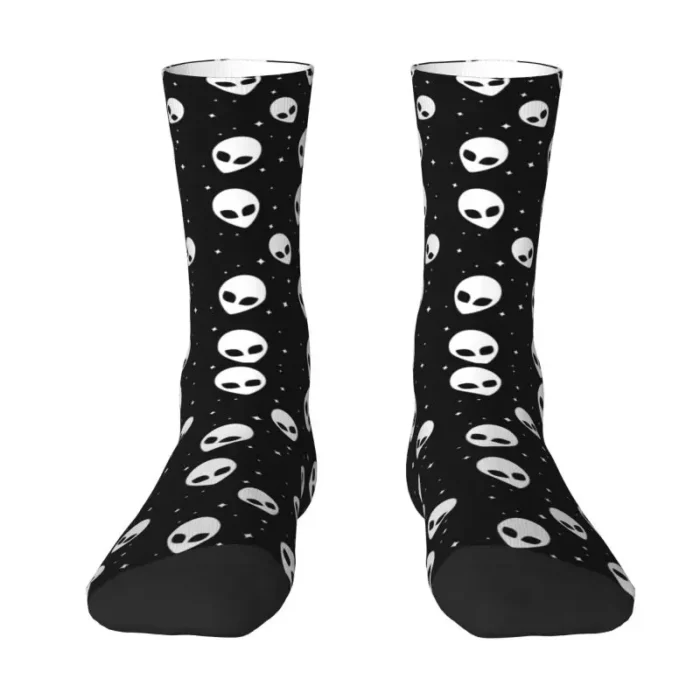 Cute Aliens UFO And Rocket Ships Socks Women Men Warm 3D Printed Basketball Sports Socks