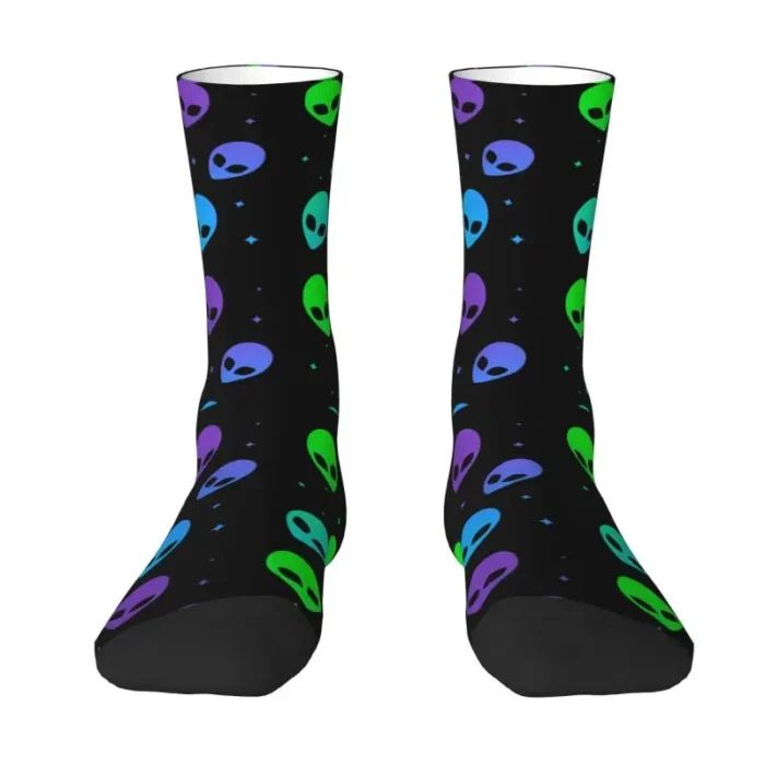 Cute Aliens UFO And Rocket Ships Socks Women Men Warm 3D Printed Basketball Sports Socks