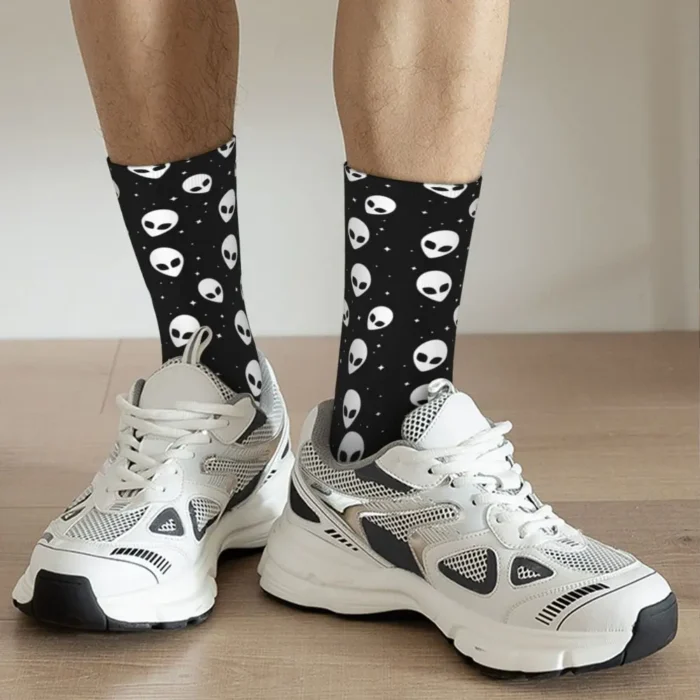 Cute Aliens UFO And Rocket Ships Socks Women Men Warm 3D Printed Basketball Sports Socks