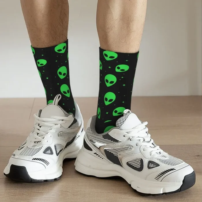 Cute Aliens UFO And Rocket Ships Socks Women Men Warm 3D Printed Basketball Sports Socks