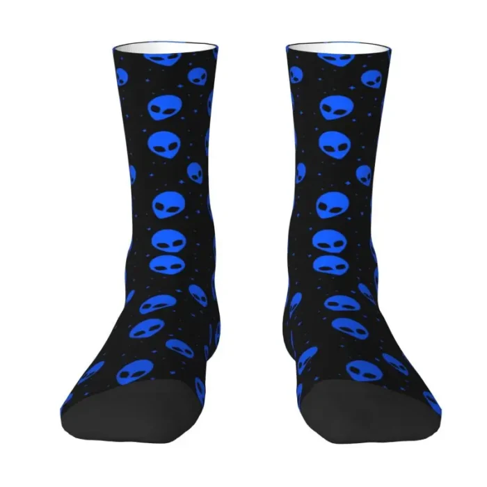 Cute Aliens UFO And Rocket Ships Socks Women Men Warm 3D Printed Basketball Sports Socks