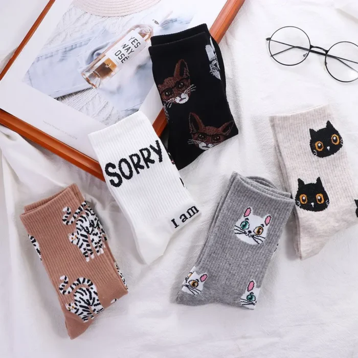 Cute Cartoon Cat Cotton Socks - Hip Hop Trend Kawaii Style for Women