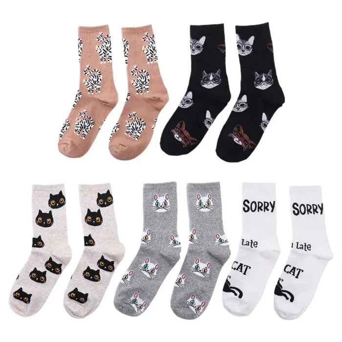 Cute Cartoon Cat Cotton Socks - Hip Hop Trend Kawaii Style for Women