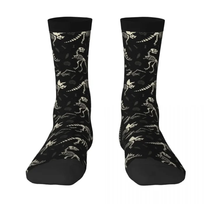 Dinosaur Fossils Stockings in Black - Graphic Elegant Socks