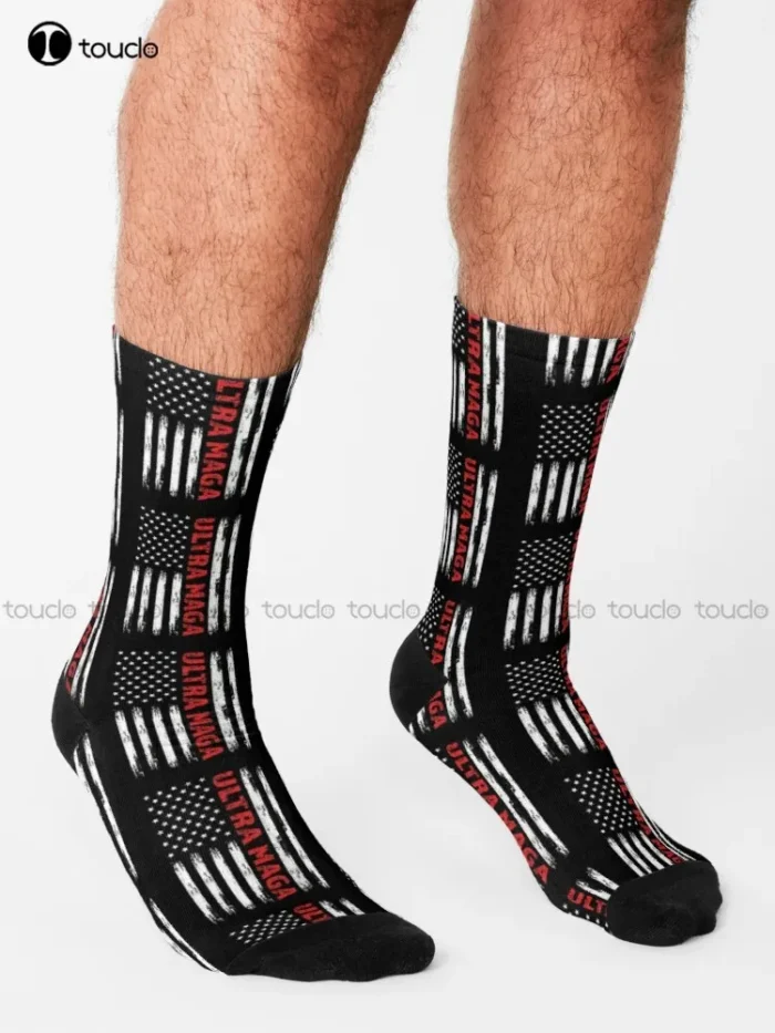Distressed American Flag Athletic Socks - Comfortable and Popular Sports Socks for Men