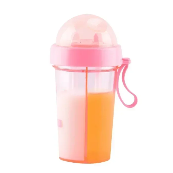 DualSip Cute Girl's Double Drinking Bottle - With Handle & Straw