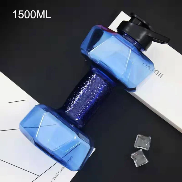 Dumbbell Shaped PET Water Bottle – 500/1500/2200ml, Outdoor Fitness Essential - Blue-1500ml