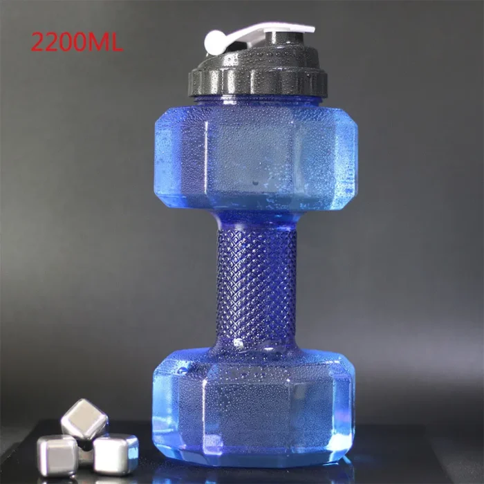 Dumbbell Shaped PET Water Bottle – 500/1500/2200ml, Outdoor Fitness Essential - Blue-2200ml