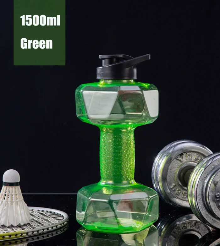 Dumbbell Shaped PET Water Bottle – 500/1500/2200ml, Outdoor Fitness Essential - Green-1500ml