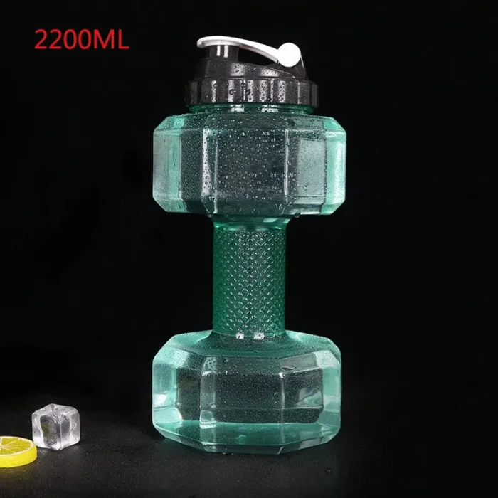 Dumbbell Shaped PET Water Bottle – 500/1500/2200ml, Outdoor Fitness Essential - Green-2200ml