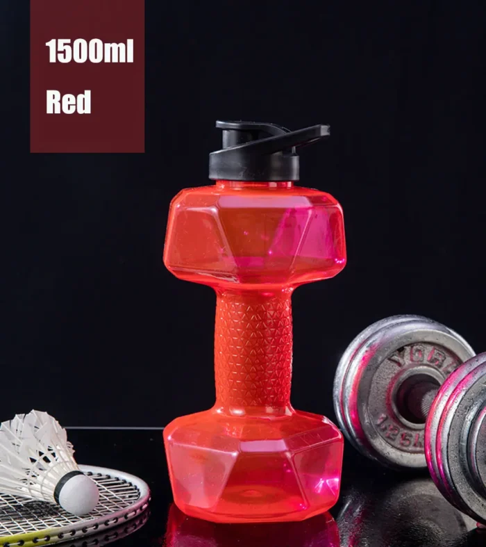 Dumbbell Shaped PET Water Bottle – 500/1500/2200ml, Outdoor Fitness Essential - Red-1500ml