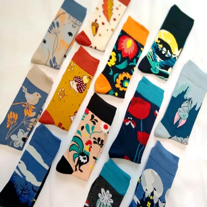 Eclectic Cartoon Nature & Skateboard Socks - Bold and Fun