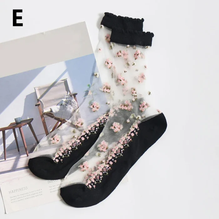Elegant Silk Lace Transparent Dot Socks - Ultra-Thin Summer Chic