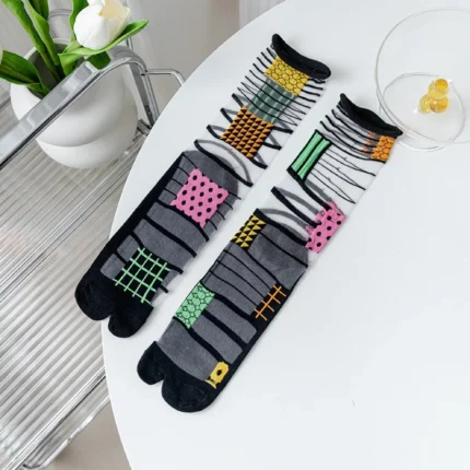 Elegant Summer Crystal Silk Tabi Socks - Ultra-Thin Sheer Frilly Design