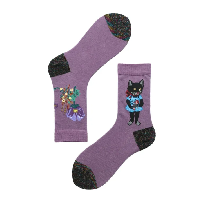 Enchanting Forest Fairy Tale Socks - Autumnal Jacquard Cotton Bliss