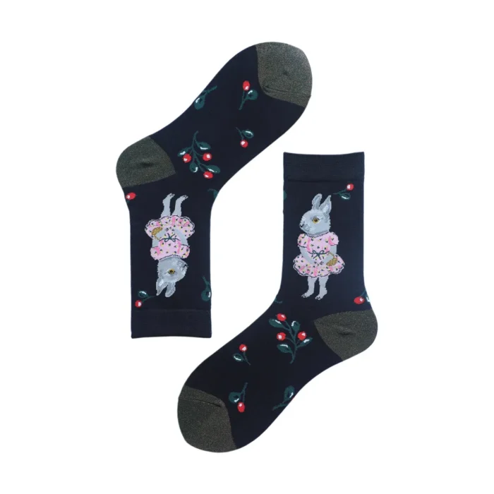 Enchanting Forest Fairy Tale Socks - Autumnal Jacquard Cotton Bliss