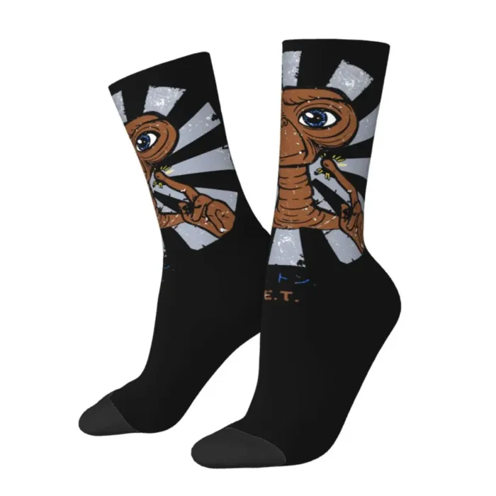 E.T. Alien Film-Inspired Men's Socks - Hip Hop Harajuku Style, High-Quality Printed Crew Socks, Perfect for Film Fans