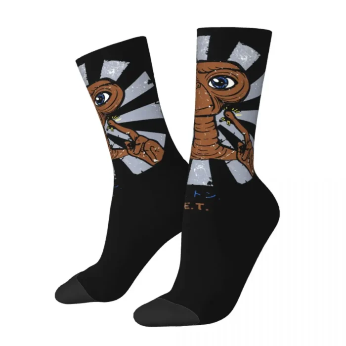 E.T. Alien Film-Inspired Men's Socks - Hip Hop Harajuku Style, High-Quality Printed Crew Socks, Perfect for Film Fans
