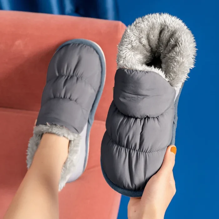 Fashionable Women's Plush Winter Slippers: Warm, Waterproof, and Comfortable