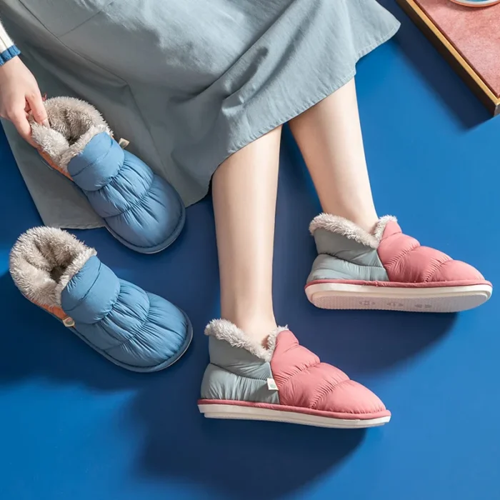 Fashionable Women's Plush Winter Slippers: Warm, Waterproof, and Comfortable