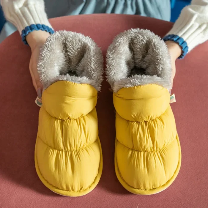 Fashionable Women's Plush Winter Slippers: Warm, Waterproof, and Comfortable