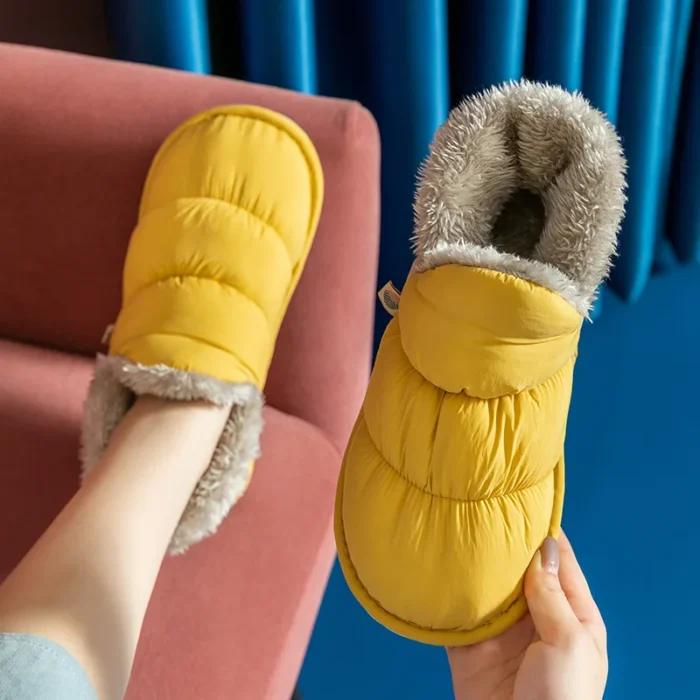 Fashionable Women's Plush Winter Slippers: Warm, Waterproof, and Comfortable