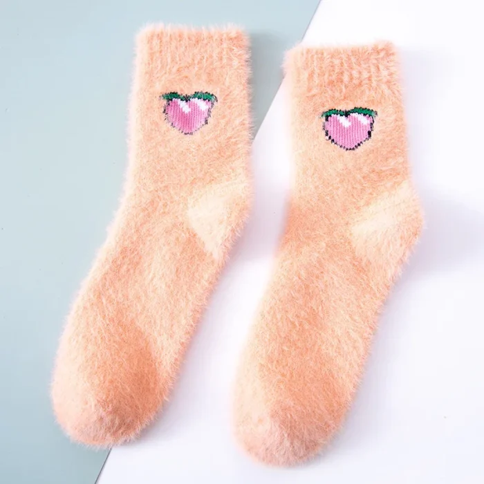 "Fruity Fluffy Bliss: Cozy Warm Socks for Women