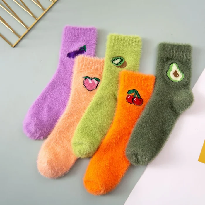 "Fruity Fluffy Bliss: Cozy Warm Socks for Women