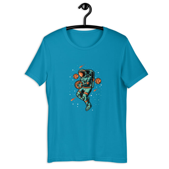 Galactic Explorer: Modern Astronaut T-Shirt - Aqua, 2XL