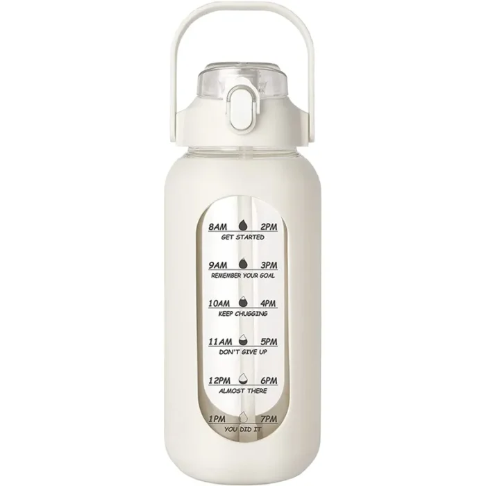 Glass Water Bottle with Straw and Time Marker 1000ML