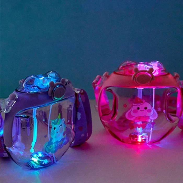 GlowNut Kids' Luminous Donut Cup - Fun Spray Water Bottle with Straws