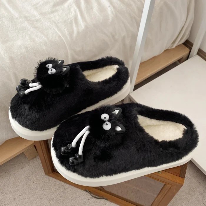 Hairball Haven: Cartoon Winter Slippers for Cozy Home Comfort