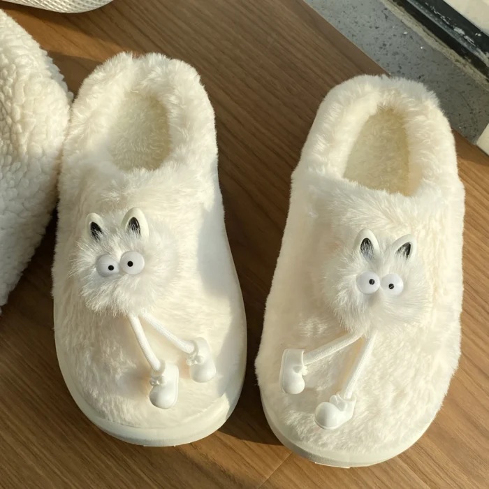 Hairball Haven: Cartoon Winter Slippers for Cozy Home Comfort