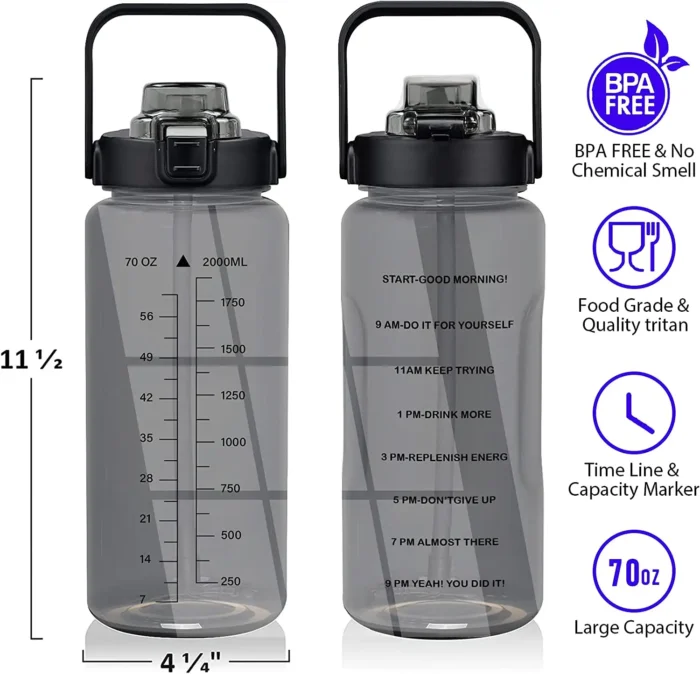 Half Gallon Water Bottle with Motivational Sleeve: Hydrate in Style and Stay on Track!