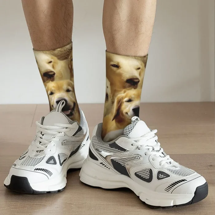 Harajuku Golden Retrievers Cute Dog Socks - Happy Funny Unisex Polyester Socks for All Seasons