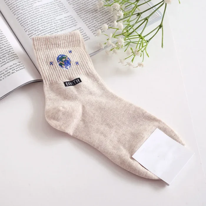 Harajuku-Inspired Astronaut Celestial Cotton Socks