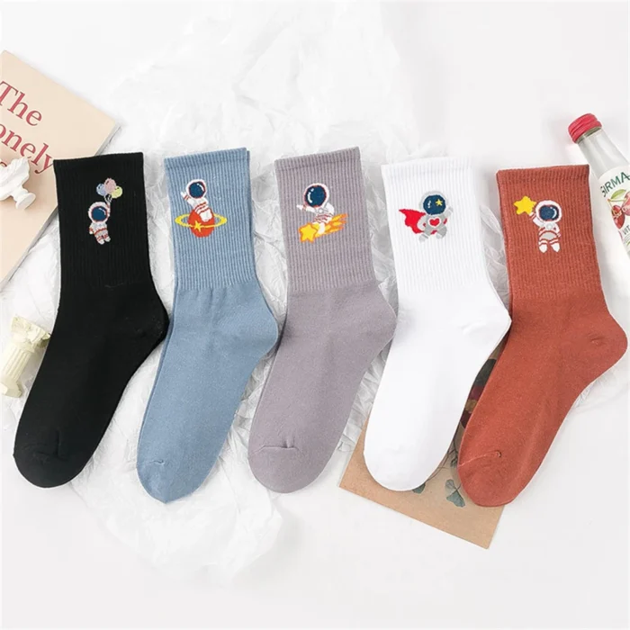 Harajuku-Inspired Astronaut Space Crew Socks - Chic Soft Cotton Art Socks