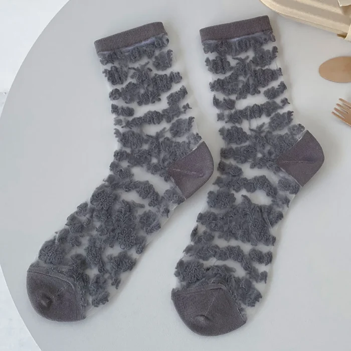 Harajuku Striped Crystal Glass Silk Socks - Ultrathin Transparency for Summer