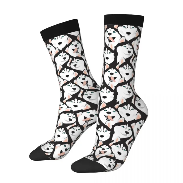 High-Quality Husky Dogs with Blue Eyes Compression Socks - Cute Middle Tube Socks for Unisex, Ideal as Small Gifts