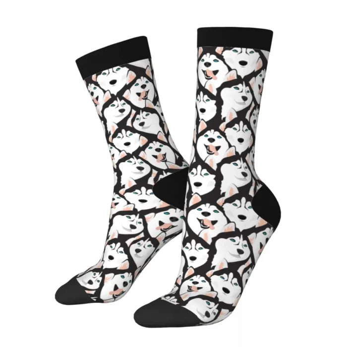 High-Quality Husky Dogs with Blue Eyes Compression Socks - Cute Middle Tube Socks for Unisex, Ideal as Small Gifts