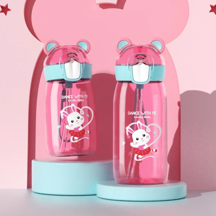 High-Quality Tritan Kids Water Bottle 400ml/550ml – Leak-Proof, BPA Free - Pink, 550ml
