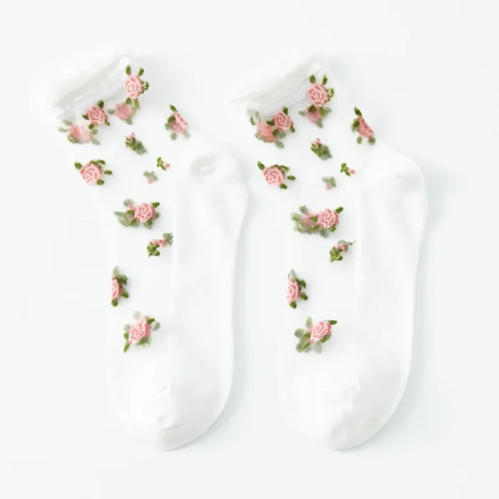 Japanese Glass Silk Middle Tube Socks - Ultra-Thin Retro Fairy Style for