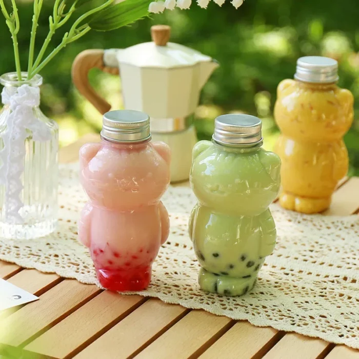 Kawaii Cat Water Bottles - Transparent, Portable for Milk Tea, Coffee, Juice, BPA Free