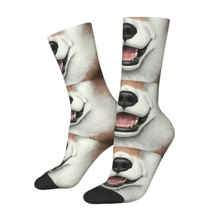 Kawaii Cinnamon Husky Custom Face Socks - Stretchy Dog Puppy Crew Socks for Men and Women, Suitable for All Seasons