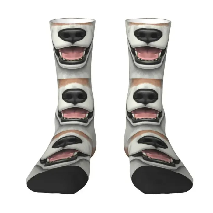 Kawaii Cinnamon Husky Custom Face Socks - Stretchy Dog Puppy Crew Socks for Men and Women, Suitable for All Seasons