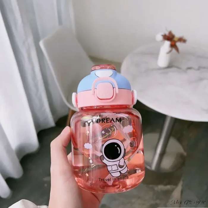 Kawaii Double Drink Kids Water Bottle - Cute Tumbler with Straw & Rope
