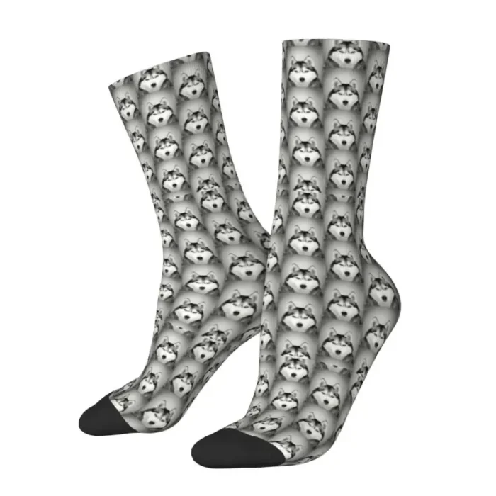 Kawaii Siberian Husky & Alaskan Malamute Vintage Socks - 3D Printed Warm Sports Socks for Women and Men